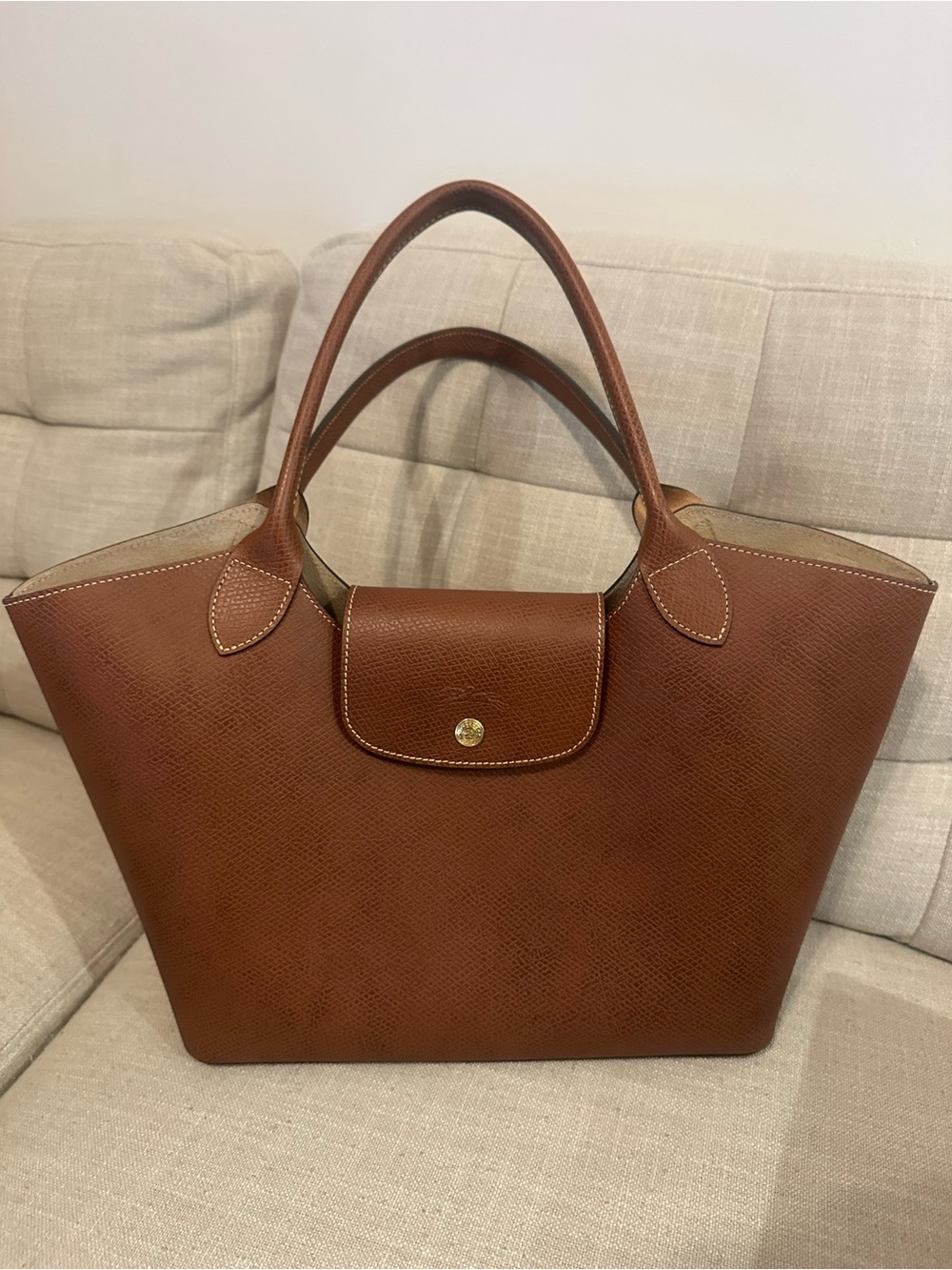Longchamp Epure Leather Shoulder Bag in brown